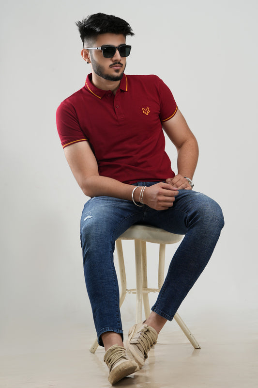Polo T-shirt - Burgundy Red